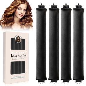 Overnight Heatless Hair Curler, Heatless Curls Satin Flexi Rods with Hook, Versatile Curling Tool for All Hair Types - Black