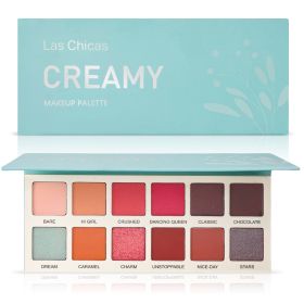 Las Chicas High Pigment Silky Hydroxybenzophenone Non-Vegan Cruelty-Free Cream 12-Color Eyeshadow Palette Makeup Palette (Option: Multicolor)