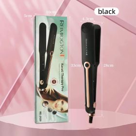 Professional Hair Straightener Curling Iron Ceramic Flat Iron Negative Ion Wide Plate Temperature Adjustable Hair Straightener (Color: black, Plug Type: US)